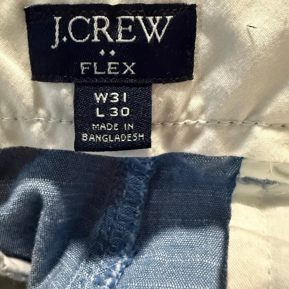 J.Crew Flex Slim Chinos, Light Blue Slub Texture, Men's Size 31x30